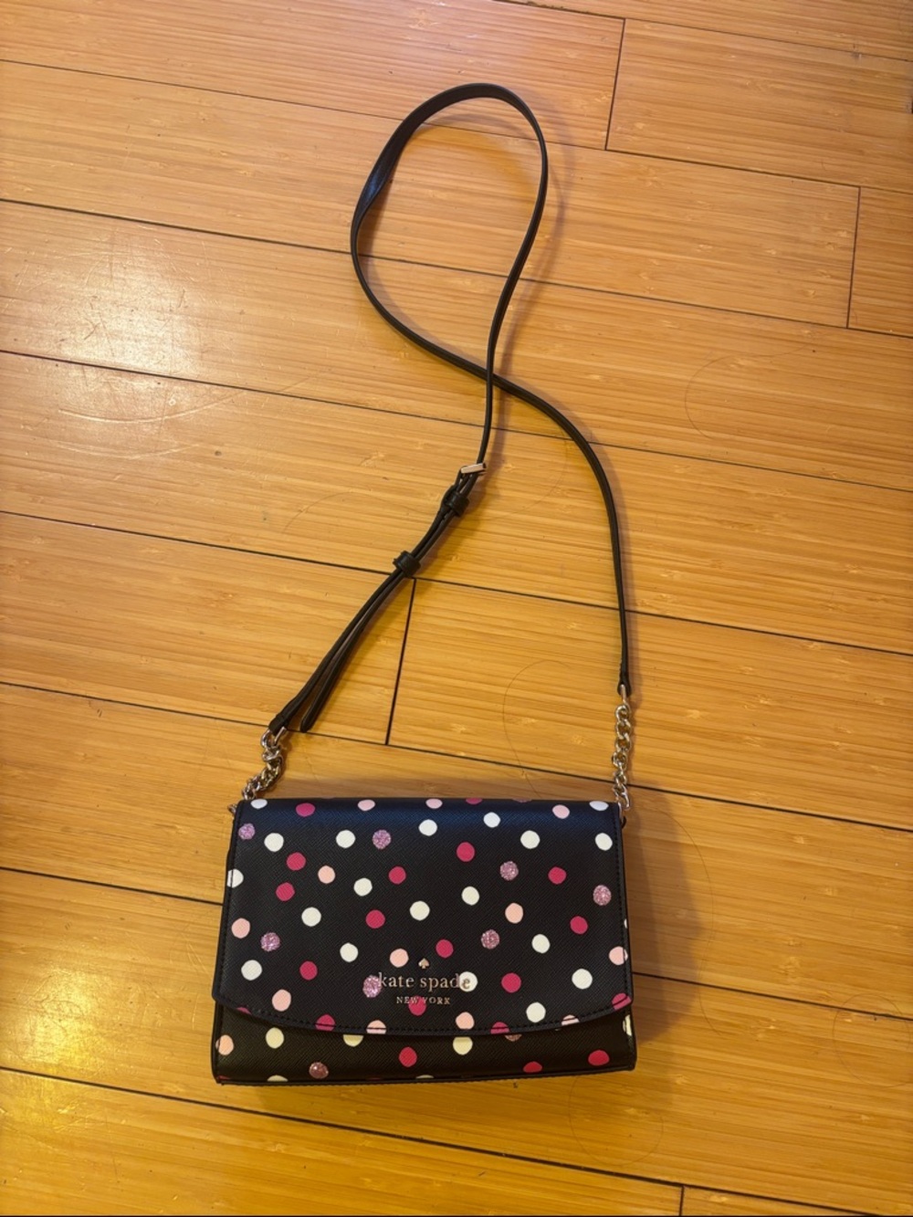 kate spade Black Polka Dot Crossbody with Pink and White Dots